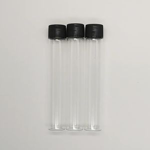 Emballage de tubes en verre 115x22mm avec bouchon noir à vis, couvercles en plastique de 30g, étiquettes personnalisées, bouteille d'emballage de 29ml