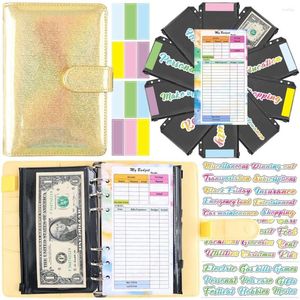Glitter Budget Money Binder Zipper Envelopes Cash Organizer System Avec Feuilles de Dépenses Saving Bill Notebook