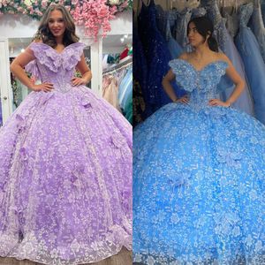 Glitter Butterfly Quinceanera Dress 2024 Pattern Sequin Charro Mexican Coing Sweet 15/16 Birthday Party Gown for 15th Girl vestido de 15 ans Corset Orchid Blue