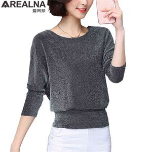 Glitter elegante blusa mujeres estilo coreano lentejuelas blusas camisas camisa de mujer de gran tamaño túnica más tamaño sexy damas tops blusas 210721