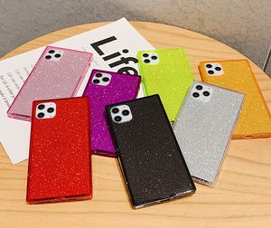 Glitter Square Phone Cases TPU Bling a prueba de golpes Portector para iPhone 13 13pro 12 pro max 11 X Xs XR 7 7p 8 8plus