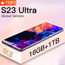 Version mondiale S23 Ultra Smartphone Snapdragon 8 Gen 1 Plein écran Smartphone Android 16 Go + 1 To Deca Core 5G Réseau 2023
