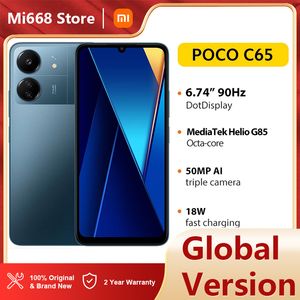 Version mondiale Xiaomi POCO C65 Smartphone NFC Helio G85 faible lumière bleue 6.74 pouces IPS écran LCD 90HZ taux de rafraîchissement 18W charge