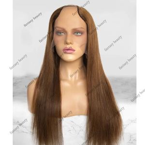 GLODEN BLONDE Straitement Glueless V Pied Wig Remy Virgin 100% Human Hair U Forme Half Wigs with Clips 250Density Full Machine