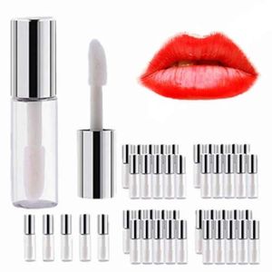 Brillo 50 Uds 1,2 ml venta al por mayor Mini tubo de brillo de labios transparente vacío rellenable Envase de bálsamo labial herramienta de maquillaje para mujeres viaje carga dividida