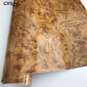 Envoltura de vinilo con textura de grano de madera brillante, pegatina de pared para el hogar, mesa, armario, cubiertas de envoltura de coche, pegatinas