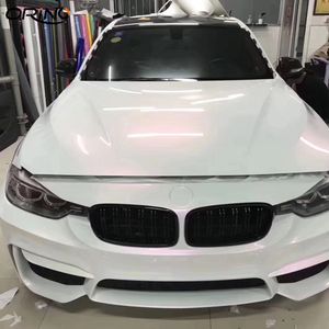 Glossy Pearl Chameleon Vinyl Film With Air Free Bubbles Gloss White To Red Chameleon Car Wrap Foil Size 1.52x20 meters/Roll