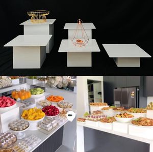 Glossy White Acrylic Decoration Dessert Table Engagement Feast Foods Drinks Fruits Holder Birthday Baptism Party Cake Cookie Chocolate Display Decoration Stand