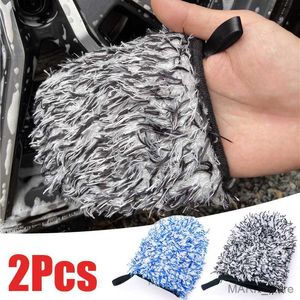 Glove Car Microfiber Cleaning Glove Soft Two-sided Car Tire Body Detailing Washing Strong Water Absorbent Pocket Gloves R230629