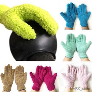 Glove Cleaning Gloves Microfiber Coral Fleece Car Gloves Solid Color Finger Dust Removal Absorbent Gloves R230629