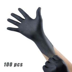 Gloves 100 pièces gants jetables noir travail à domicile jardinage peinture protection vinyle gants en Nitrile sans Latex adulte enfant enfants XS S M