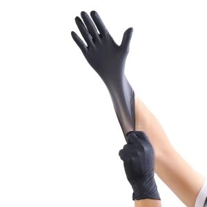 Gants 100pcs usure résistants gants en nitrile jetable en nitrile negros negros aliments de la latex gants de nettoyage des ménages noirs pour hommes grands