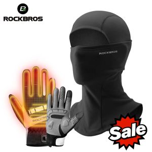 Gants ROCKBROS gants de cyclisme chauds hiver escalade randonnée masque facial chaud coupe-vent PVC chauffant polaire gants thermiques visage cagoule