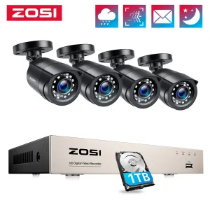 Gants Zosi 8CH 1080p CCTV Système extérieur 5MP Lite Video DVR avec 2/4/6/8PCS 2MP Sécurité Caméra Day / Night Video System