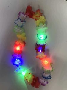 Brillante LED Light Up Hawaii Luau Party Flower Lei Fancy Dress Collar Hula Garland Wreath Wedding Decor Party SuppliesZZ