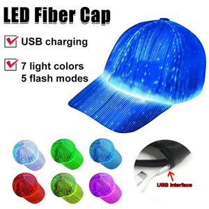 Sombrero de fiesta brillante Carga USB Gorras de béisbol creativas coloridas Luminoso 5 tipos Luz intermitente Sombrero LED impermeable para Bar Party Street Dance