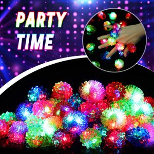Glowing Ring Flashing Light Up Bumpy Ring Toys LED Finger Lights Party Favor Blinking Jelly Rubber Rings Birthday Party Supplies