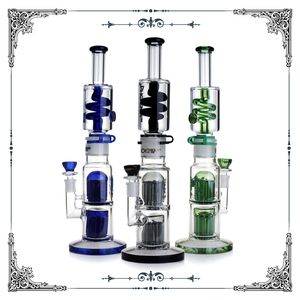 Glycérine bobine bong congelable réfrigéré fumer dab rigs verre narguilé chicha conduite d'eau avec double 11 bras arbre percs 15 pouces