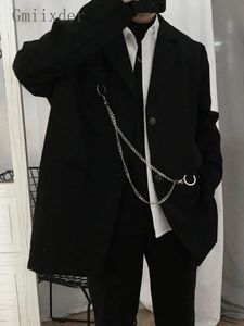 GMIIXDER Dark Gothic Blazer Men Automne Automne Coréen Casual Suit Male Handome Chic Hip Hop Veste Punk Streetwear 240201