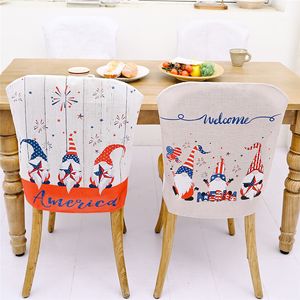 Housse de chaise Gnomes, motif patriotique du jour de l'indépendance des états-unis, nain sans visage, décoration de chaises de salle à manger, de cuisine et de Restaurant