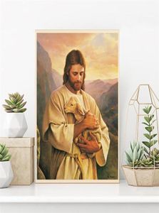 Póster de Dios, Cristo, Jesús, Cordero, Buen Pastor, impresiones en lienzo, cuadros modulares para póster para el salón en el W6045048