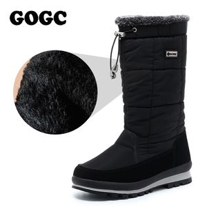 Gogc midcalf femmes imperméable neige femme bottes hiver-hiver dames chaussures noires g9637 y200115 gai gai gai