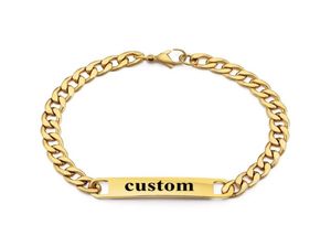 Bracelet doré hommes femmes name en acier inoxydable bracelet personnaliser les lettres d'anniversaire spéciaux drop 7260677