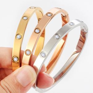 Pulsera de oro Mujer Hombre Brazalete Joyería de diseño 6 mm y 4 mm Brazaletes de tornillo de acero de titanio Pareja con pulseras de destornillador para mujer Regalo Tiene logotipo