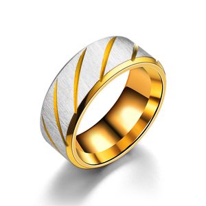 Anillo de bodas de color escarchado de color dorado 316L acero inoxidable de acero inoxidable anillos de sarga de titanio cepillado hombres y mujeres joyería
