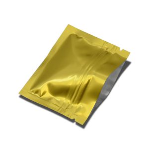 Bolsa de embalaje de papel de aluminio de 7,5x6,3 cm con cierre de cremallera resellable de color dorado, bolsas de embalaje de alimentos Mylar con autosellado plano, 500 unids/lote