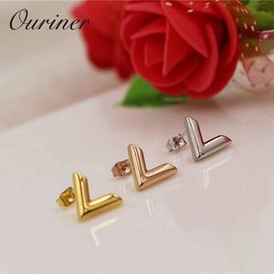 Boucles d'oreilles en or Stud 316L acier inoxydable 18k or Rose argent femmes V lettre doré boucle d'oreille concepteur pour femmes hommes bijoux de luxe Gold Stud Earring AAAAA