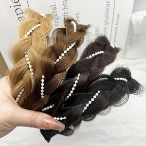 Cadena de perlas de oro Twist Trenza Peluca Hairband Hecho a mano Dulce Desordenado Banda para la cabeza Cráneo Presión Temperamento para el cabello Niñas Accesorios para el cabello 240220