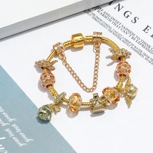 Bracelets à pendentif en perles plaqué or, style dessin animé, pour enfants, cadeau de marque, bracelets en perles de verre, bijoux de haute qualité pour filles