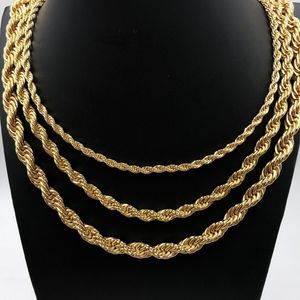 Gold Plated Rope Chain Stainless Steel designer necklace For Women Men Golden Fashion Twisted Rope Chains Jewelry Gift 2 3 4 5 6 mm minimalist chain necklaces