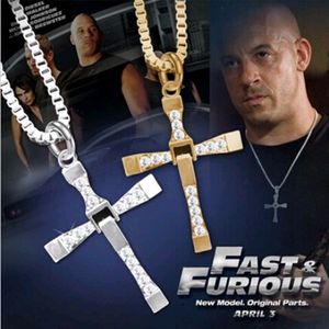 Gold Silver Male Necklaces & Pendants Fashion Movie Jewelry The Fast and The Furious Toretto Men Classic Cross Pendant Necklace