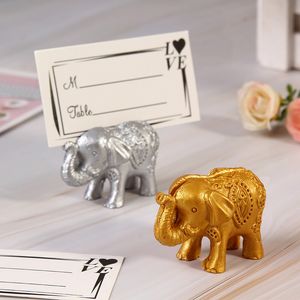 Mariage Favors Gold Silver Resin Lucky Elephant Place Carte Holder Mariage Invités détenteurs de noms