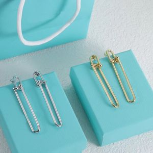 Boucles d'oreilles en titane Gold Silver Long Designer de boucles d'oreilles minimalistes pour femmes bijoux de créateurs de cadeaux de la Saint-Valentin.
