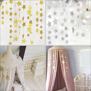 Guirlande de décoration à suspendre avec étoiles dorées, bannière, guirlande d'étoiles pastel, banderoles pour mariages, fêtes, chambres d'enfants, moustiquaires