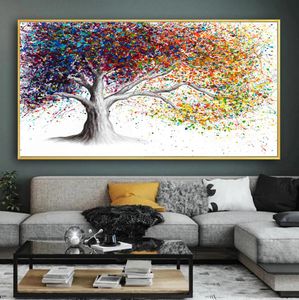 Pintura al óleo de árbol de oro, carteles de paisaje abstracto, impresiones en lienzo de gran tamaño, cuadro artístico de pared para sala de estar, decoración del hogar 7578979