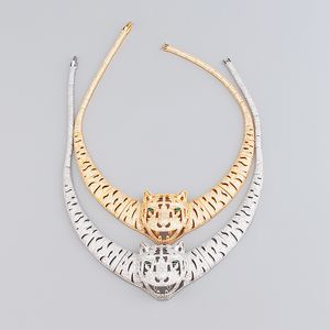 Oro ancho leopardo diamante gargantilla collar para mujeres damas sexy moda plata lujo tenis indio unisex joyería diseñador Mujeres joyas fiesta regalos Boda niñas