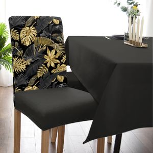 Cover-chaise de fond noir feuilles pour la salle à manger Banquet Party Spandex Stretch Soupt Cover Couvure de chaise de mariage