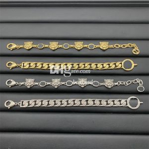 Pulseras de cadenas mentales doradas Cadenas chapadas en letras de diseñador Pulseras de cadena de oro de cobre para hombres y mujeres con conjuntos de cajas de regalo Regalo de aniversario de cumpleaños