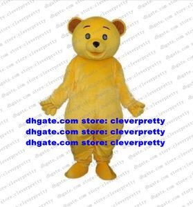 Costume de mascotte ours en peluche jaune doré personnage de dessin animé adulte célébrations d'anniversaire lecteur de bande commerciale zx1334