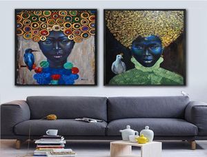 GoldLife Afrique toile peinture Mur Art Peinture Photos Affiches et Impressions Femme Noire Avec Oiseau Sur Toile Mur Pictures17683473