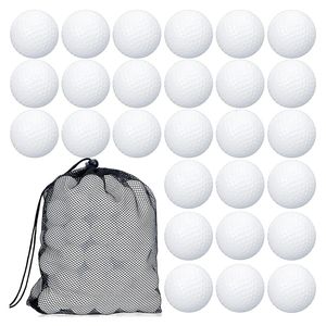 Pelotas de golf 100 piezas Práctica de plástico hueco con bolsas de almacenamiento con cordón de malla para entrenamiento 230225
