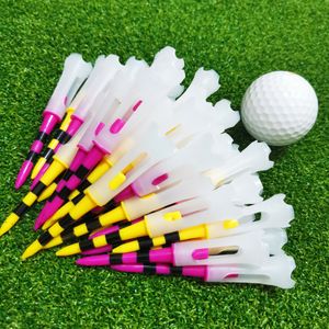 Tees de golf 50pcs bande de tête en caoutchouc en plastique multicolore personnalisable faible traînée réduit la friction et la rotation latérale 83mm 230801