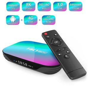 HK1 Android 9.0 TV BOX Amlogic S905X3 4GB + 32GB 8K caja de tv android Double Wifi 2.4G + 5G PK X96 H96