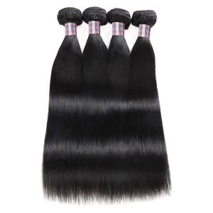 Ishow Bundles de cheveux humains brésiliens en gros 4pcs Extensions de tissage de cheveux vierges péruviens droits pour femmes de tous âges couleur naturelle noir