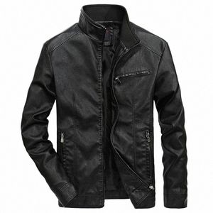 Buena calidad Marca Motocicleta Chaquetas de cuero Hombres 2023 Cálido Patchwork Chaqueta militar Cuello de béisbol Piloto Chaqueta de cuero Abrigos Y9tP #