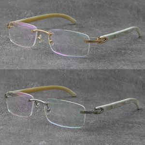 Bonne qualité véritable monture de lunettes en corne de buffle blanc pour lunettes de lecture masculines T8100903 lunettes de lecture argent 18K or métal lentille optique taille du cadre: 54-18-140mm